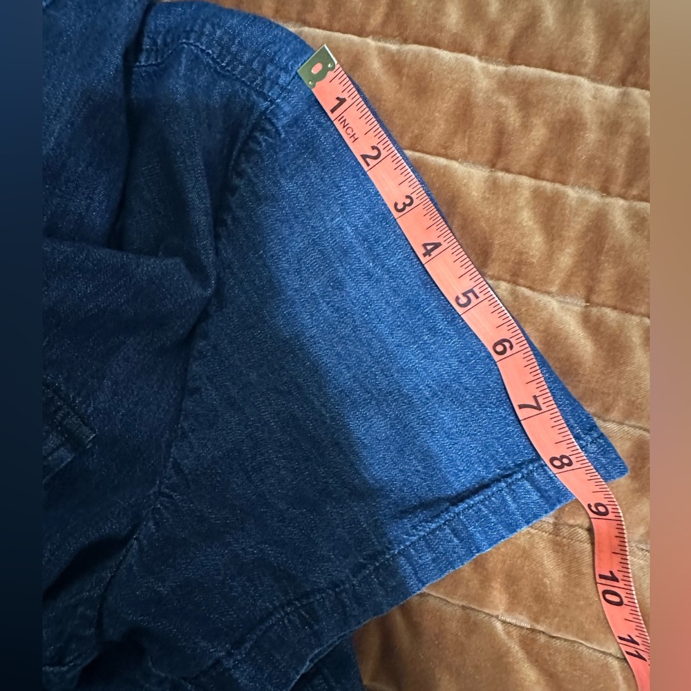 7 For All Mankind Blue Denim Button Down Women’s Size XXL Short Sleeve Top - Picture 13 of 13